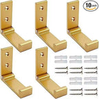 ZEYU Folding Coat Hooks, 10Pcs Wall Hooks for Hanging Coat Towel Hooks Hardware Heavy Duty Aluminum Alloy Headphone Holder No Rust Wall Mounted with Screws for Bags Fitness Equipment (10Pcs-Golden)