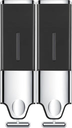 2-in-1 Quadrate Dispensers for The Shower,Shower soap Dispenser,Conditioner Dispenser, Shampoo Dispenser,No Drilled Wall Mounted Distributor,Hotel,Bathroom,Home (Double, Black)