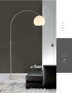 Nordic Simple Floor Lamp with White Shade, Arc Reading Lamp for Living Room, Study Room&Bedroom Beside,Creative Art Deco Bauhaus Standing Lamps for Ambient Lighting