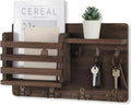 Nekon Mail Holder for Wall Mail Organizer with Key Hooks Hallway Farmhouse Decor Letter Sorter Made of Natural Wood with Floating Shelf and Flush Mount Hardware (16.8Inch x 10Inch x 3.2Inch)