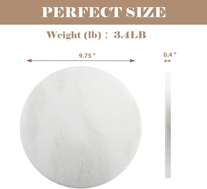 BCS Natural Round Marble Charcuterie and Cutting Boards for Kitchen, 10" Marble Cheese Pastry Board Stone Slab for baking, Pastries, Bread, Chocolate, Candy (Namib Fantasy)
