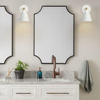 ClanKin White Wall Sconces Lighting Fixture, Nordic Wooden Bedside Wall lamp with On-Off Switch for Industrial Bedroom, Bathroom Sink Lighting for Hallway Living Room(1Pack with On-Off Swtich)