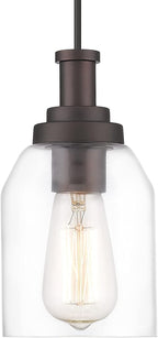zeyu 1-Light Farmhouse Pendant Light, Modern Hanging Pendant Lighting with Clear Glass Shade, Oil Rubbed Bronze Finish, ZG33M1L ORB