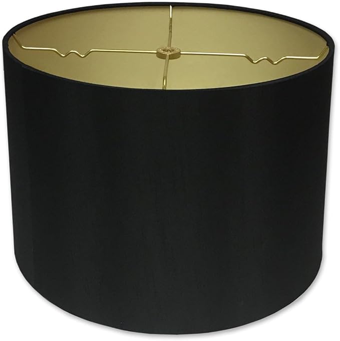 Royal Designs, Inc. Shallow Drum Hardback Lamp Shade, HB-610-16BLK/GL, Black, 15 x 16 x 10