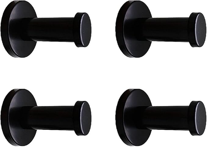 Classic Black Stainless Steel Single Super Heavy Duty Wall Mount Hook, Bath Towel Hooks, Coat Hanger (2", 4 PCS)