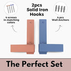 Decorative Wall Hooks-Set of 2 Chic Coat Hooks for Wall Mount. Perfect for Hanging Coats, Clothes, Towels, Backpacks Or Hats. Modern Heavy Duty Metal Hooks (Pastel Set)