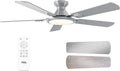 TCL Ceiling Fans with Lights, 52 Inch Low Profile Ceiling Fan with Light and Remote Control, Flush Mount, DC Reversible Motor, Noiseless, 6 Speeds Ceiling Fan for Bedroom (Silver)
