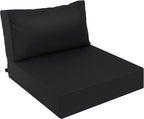 AAAAAcessories Outdoor Deep Seat Cushions, Waterproof, Fade-Resistant Patio Furniture Replacement Cushions, 24" x 24" x 5" + 24" x 13.5", Black