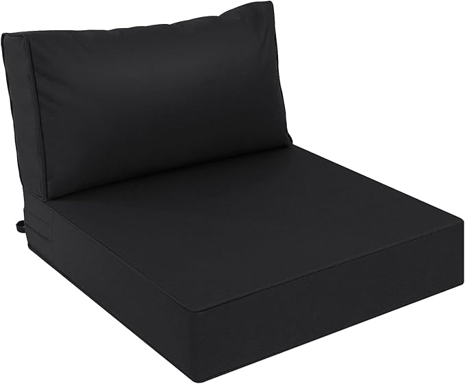 AAAAAcessories Outdoor Deep Seat Cushions, Waterproof, Fade-Resistant Patio Furniture Replacement Cushions, 24" x 24" x 5" + 24" x 13.5", Black