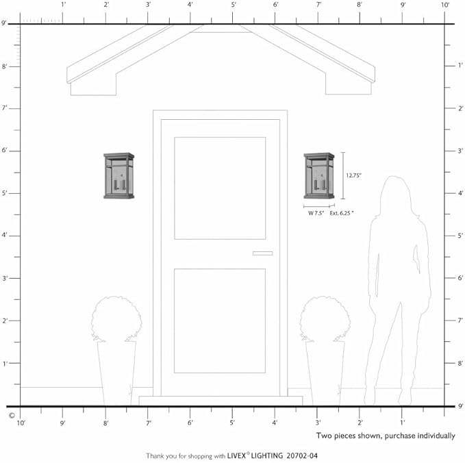 Livex Lighting 20702-07 Hopewell Bronze 2 Light Outdoor Wall Lantern