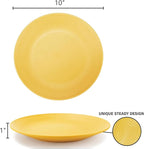 Homienly Flat Dinner Plates Set of 8, Alternative to Plastic, Microwave & Dishwasher Safe, Wheat Straw, Unbreakable Kids Plates (Yellow, 10 inch)