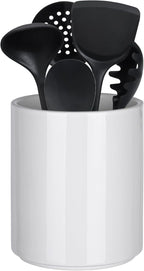 Utensil Holder Kitchen Utensil Holder for Countertop, Ceramic Cooking Utensil Holder for Kitchen Counter, Large Modern Spatula Holder Utensil Organizer Kitchen Decor, 6.5”H x 5.5”D White