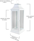 Serene Spaces Living White Hurricane Lanterns with Clear Glass Panels, Perfect for Home Decor, Parties & Events, Table Top Or Hanging Lantern for Indoor & Outdoor, Measure 25" Tall and 9.75" Diameter
