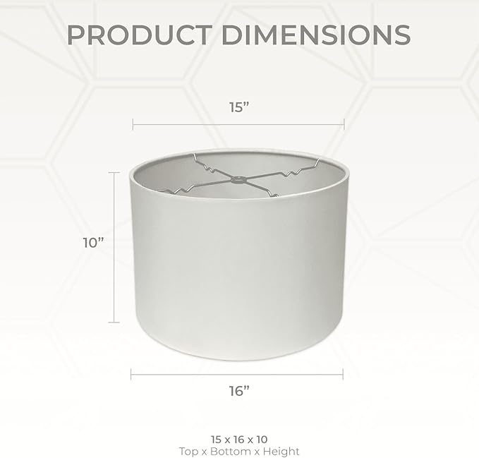 Royal Designs, Inc. HB-610-16WH Shallow Drum Hardback Lamp Shade, 15 x 16 x 10, White