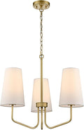 Modern Gold 3-Light Chandelier with Fabric Shade Chandelier E26 Pendant Light for Living Room, Entryway, Living Room,Bedroom Adjustable