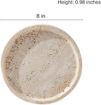Travertine Tray, Small Ceramic Vanity Tray for Bathroom Counter Decor, Round Marble Decorative Trays for Coffee Table (Beige, Medium Size)
