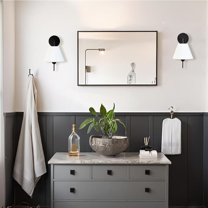 Linen Single Wall Sconce Black, Retro Swoop Wall Lamp with Black Metal Arm, Mid-Century Vintage White Linen Shade Sconce, Gooseneck Light Fixture for Elegant Home Lighting, Bedroom