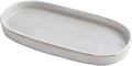 10x5 Bathroom Vanity Tray, Oval Ceramic Decorative Perfume Candle Tray for Bathroom/Kitchen Counter, Grey