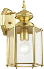 Livex Lighting 2007-01 Outdoor Wall Lantern with Clear Beveled Glass Shades, Antique Brass