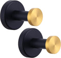 Angle Simple Hand Towel Holder Black & Gold 2 PCS, Stainless Steel Bath Towel Hook, Bathroom Robe Hanger Wall Mount