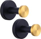 Angle Simple Hand Towel Holder Black & Gold 2 PCS, Stainless Steel Bath Towel Hook, Bathroom Robe Hanger Wall Mount