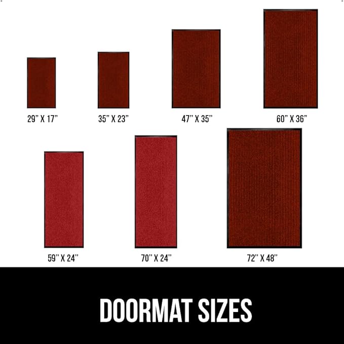GORILLA GRIP Traffic Guard Door Mat, Heavy Duty Welcome Mats, Commercial Office Space Doormat, Waterproof, Fade Resistant, Strong Rubber Backing, Low Profile, Shoe and Boot Scraper, 29x17, Red
