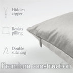 lalaLOOM Velvet Throw Pillow Covers, Set of 2, 18x18 Decorative Square Pillows Home Decor, Soft Accent Cases, Silky Machine Washable Pillowcases for Sofa, Couch, Bedroom, Living Room, Light Gray