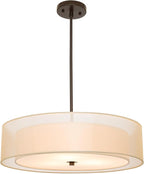 VONLUCE 3-Light Drum Chandeliers, 20" Pendant Light Fixture with 2-Layer Fabric Shade E26 Bases, Adjustable Swivel Joint Hanging Light Fixture for Bedroom Living Room Kitchen Hallway, Matte Black
