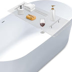 Acrylic Bathtub Tray Clear Bathtub Caddy Bath Tray Table for Tub Luxury Spa with Book and Wine Glass Holder Bathroom Accessories for Bathroom Decoration, Transparent 39.3inch