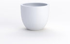 DTY Signature Mount Belford Lightweight and Durable Modern Fiberstone Egg Shaped Planter for Indoor Outdoor Drainage Hole & Rubber Plug Weather Resistant, 10" H x 12" Dia, 10" Opening - Small, White