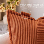 MIULEE Rust Fall Decorative Euro Sham Throw Pillow Covers for Couch Bed Livingroom 22x22 Inch Set of 2 Boho Accent Throw Pllows Broadside Striped Patchwork Soft Corduroy Pillowcases
