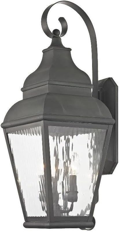 Livex Lighting 2605-61 Exeter 3-Light Outdoor Wall Lantern, Charcoal
