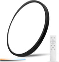 20 Inch Large LED Flush Mount Ceiling Light with Remote,40W,4350LM,3000K-6000K Selectable,Black Round Flat Panel Low Profile Ceiling Light Fixture for Kitchen,Bedroom,Hallway,Bathroom