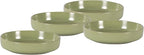 HomeVss, Nordic Shape Rising Rim Stoneware 20pc Dinnerware Set, Matte Green with Speckle Finished Effect