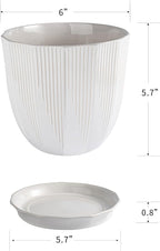 ADN Ceramic Planter, 6 Inch Plant Pots for Plants Modern Decor Indoor Flower Pot with Saucer and Drainage Hole, White