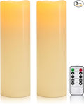4" x 14" Ivory Large Waterproof Outdoor Flameless Candles Battery Operated LED Flickering Pillar Candles with Remote and Timer for Indoor Outdoor Lanterns, Long Lasting, Set of 2
