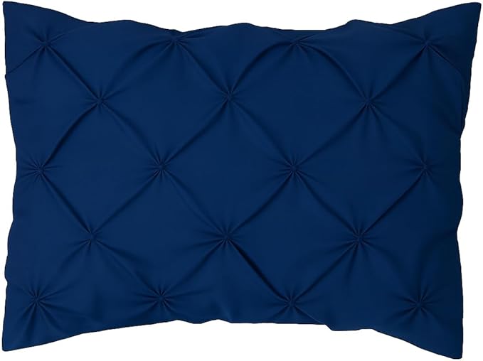 COTTON STICH Pinch Pleated Standard Pillow Shams Set of 2 Navy Blue 600 Thread Count 100 Percent Egyptian Cotton Soft Breathable Skin Friendly Decorative Pillow Covers 20x26 Inch