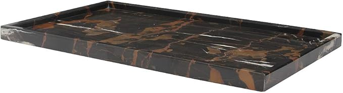 Natural Marble Stone Tray - Hand Carved, Polished Marble Bathroom Tray w/Non-Slip Rubber Pads – Compact Marble Vanity Tray in 3 Shapes - Versatile, Luxury Stone Tray for Bathroom, Kitchen & More