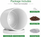 Aveyas 10 inch Ceramic Plant Pot with Drainage Hole and Saucer - Suitable for Indoor and Outdoor Use, Modern Planters for House Garden Flower Tree Snake Monstera Plants (10", Matte White)
