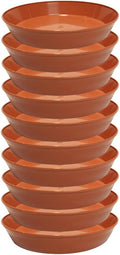 10 Inch (8.3 Inch Base) Case of 10 Plant Saucer - Terra Cotta Colored Polypropylene – Heavy Duty Indoor/Outdoor Tray and Drip Pan – Collects Flower Pot Excess Water Made in USA
