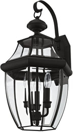Livex Lighting 2351-07 Monterey 3 Light Outdoor Bronze Finish Solid Brass Wall Lantern with Clear Beveled Glass