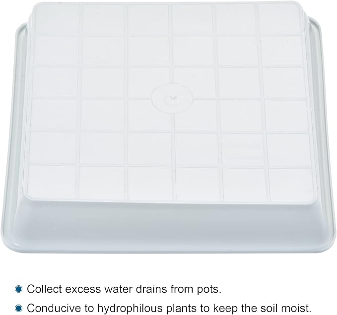 MECCANIXITY Plant Pot Saucer 6 Inch Plastic Square Flower Drip Tray for Indoor Outdoor, White Pack of 10