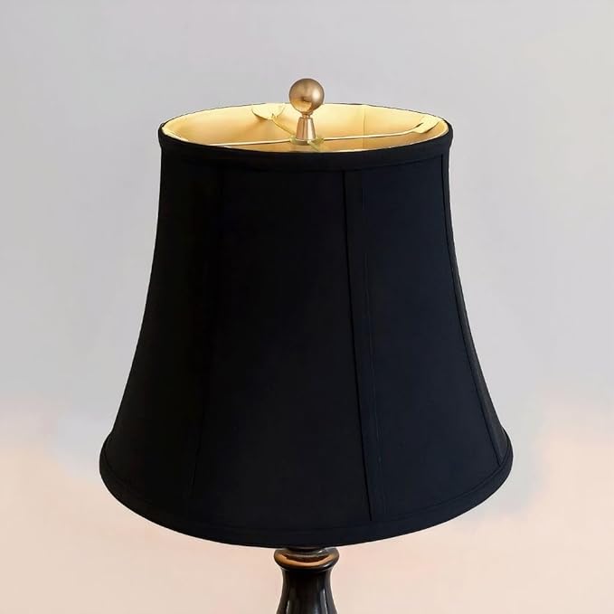 Royal Designs, Inc. BSO-708-14BLK Modified Bell Basic Lamp Shade, 9 x 14 x 10.5, Black with Gold