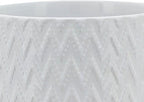 Sagebrook Home Modern Ceramic Planter with Stand - Textured Stoneware Pot with Bamboo Base for Indoor & Outdoor Plants - Decorative Flower Pot for Home & Garden - 8" White