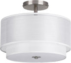 Semi Flush Mount Ceiling Light Fixture,Bedroom Ceiling Lights,12.6'' Light Fixtures Ceiling Mount,Drum Light Fixture,3-Light Modern Close to Ceiling Lamps for Living Room Dining Room Kitchen Entryway