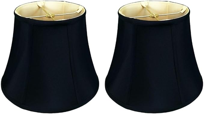 Royal Designs, Inc. BSO-708-12BLK-2 Modified Bell Basic Lamp Shade, 7.5 x 12 x 9.5, Black with Gold, 2-Pack