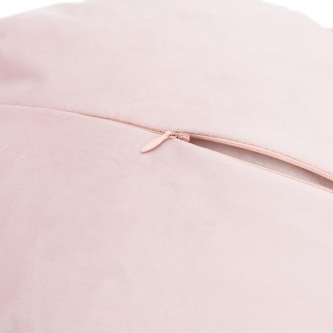 Handmade 3D Blush Pink Flower Pillow Cute Decorative Round Velvet Throw Pillows Modern Boho Farmhouse Accent Cushion for Bed Couch Car Bedroom Living Room Home Decor Gift 12 Inch Rose Gold