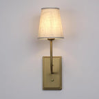 Farmhouse Brass Wall Sconce 1-Light, Linen Fabric Shade Wall Lamp Hardwired Indoor Wall Light for Bedroom Living Room Vanity Bathroom (Linen Cloth 2-Pack)