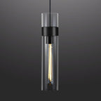 Modern Glass Black Pendant Lights Kitchen Island, Adjustable Cord Pendant Light Fixtures,Kitchen Pendant Lighting Over Island,Indoor Chandeliers for Bedroom Bathroom, Included Bulb