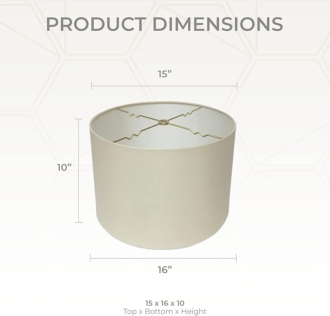Royal Designs, Inc. HB-610-16BG Shallow Drum Hardback Lamp Shade, 15 x 16 x 10, Beige
